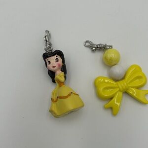 Princess yellow, beaded charm Keychain or zipper pulls
